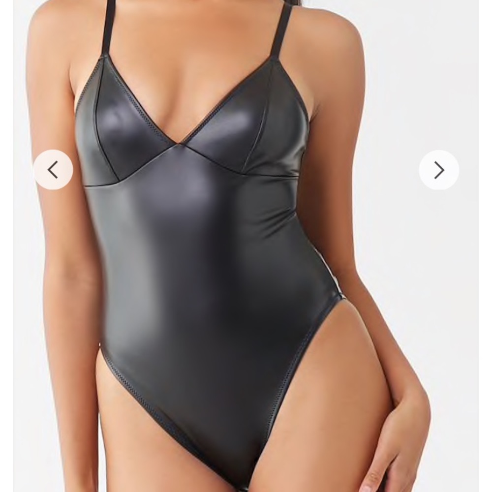 Faux leather bodysuit